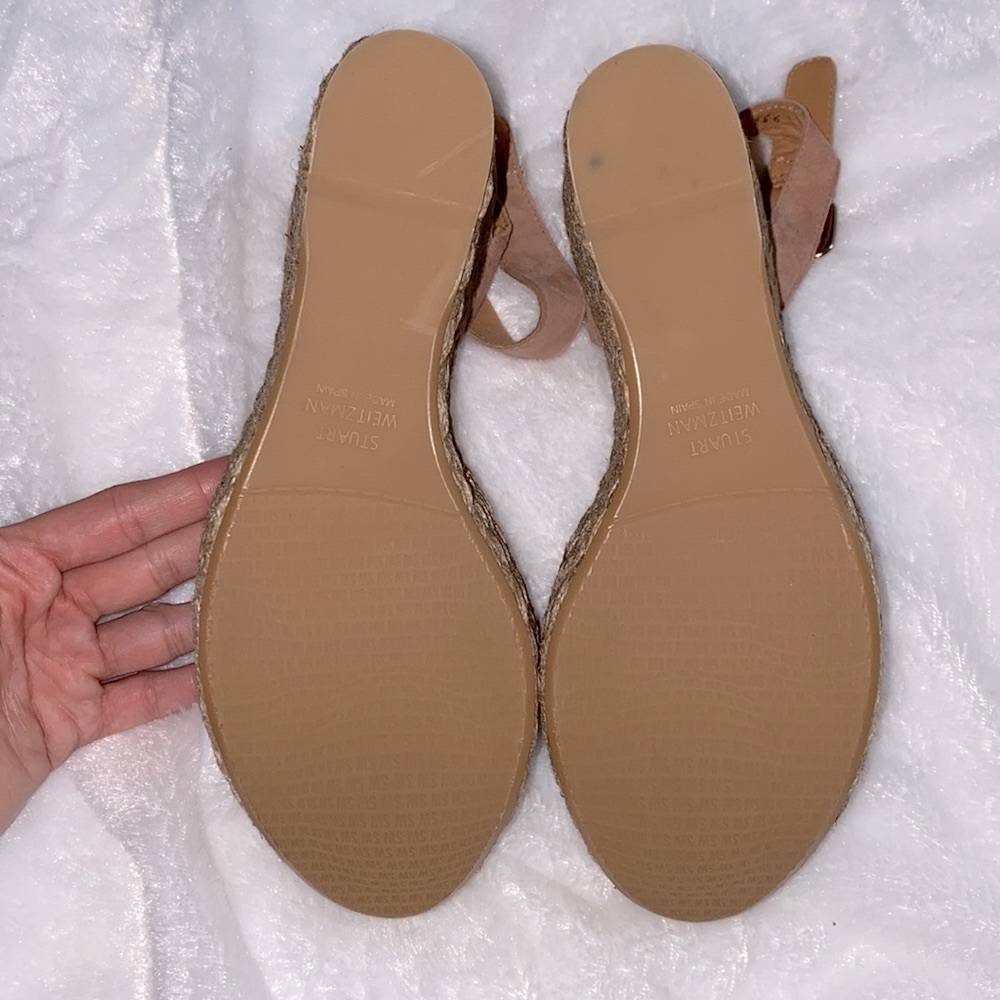 New Stuart Weitzman Natural Wedge Sandal - Picture 2 of 7